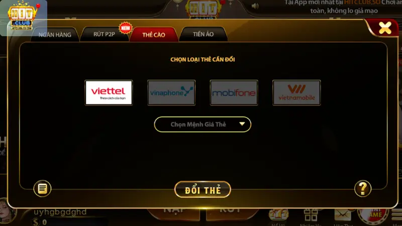 Nạp và Rút Tiền Hitclub Nhanh Chóng An Toàn Hướng Dẫn Chi Tiết 2026 3 Nạp rút tiền bằng phương thức thẻ cào