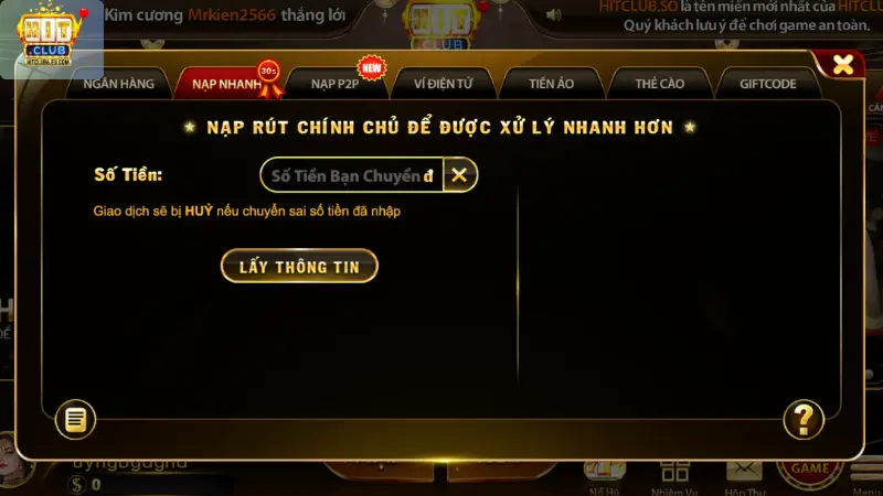 Nạp và Rút Tiền Hitclub Nhanh Chóng An Toàn Hướng Dẫn Chi Tiết 2026 4 Phát hiện nhập sai thông tin ngân hàng khi rút tiền